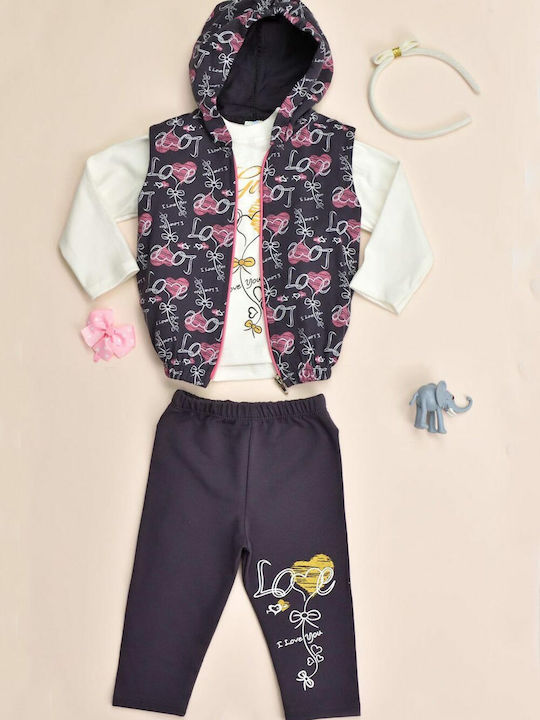 Potre Kids Sweatpants Set Blue 3pcs