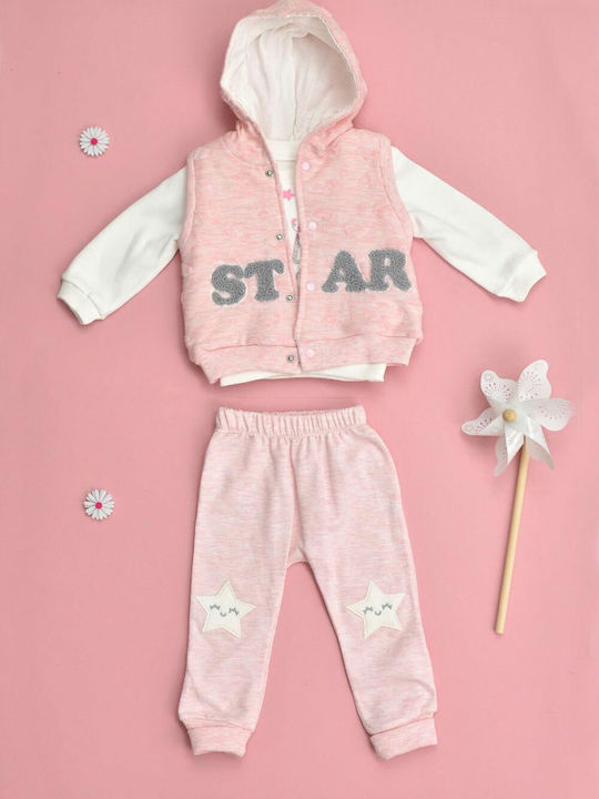 Potre Kinder Sweatpants Set - Jogginganzug Rosa 3Stück