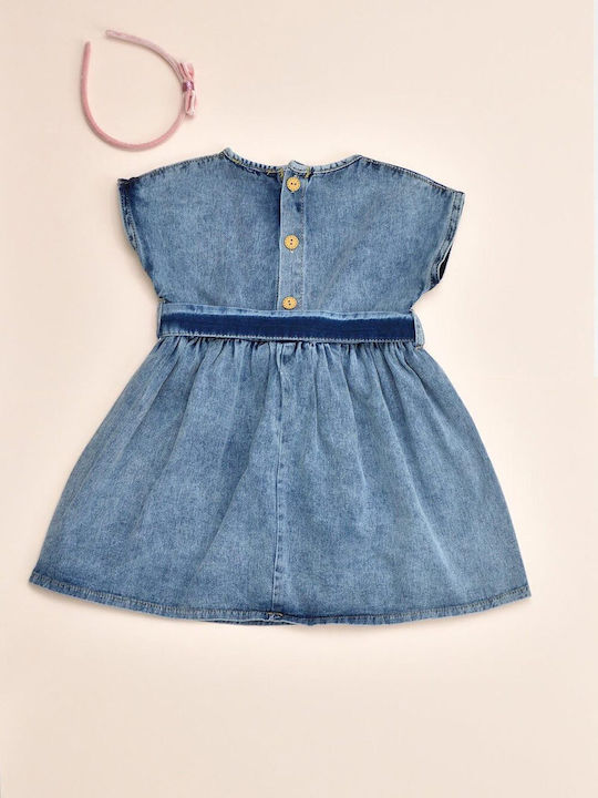 Kinderkleid Ärmellos Denim Blau