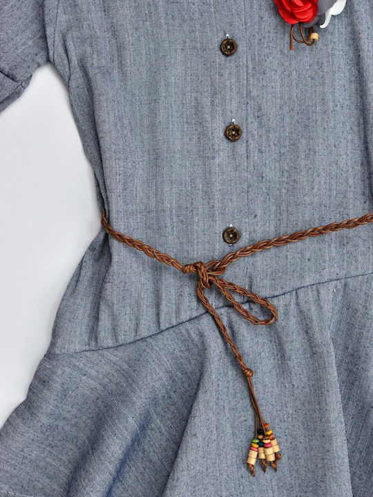 Kinderkleid Kurzärmelig Set mit Accessoires Blau