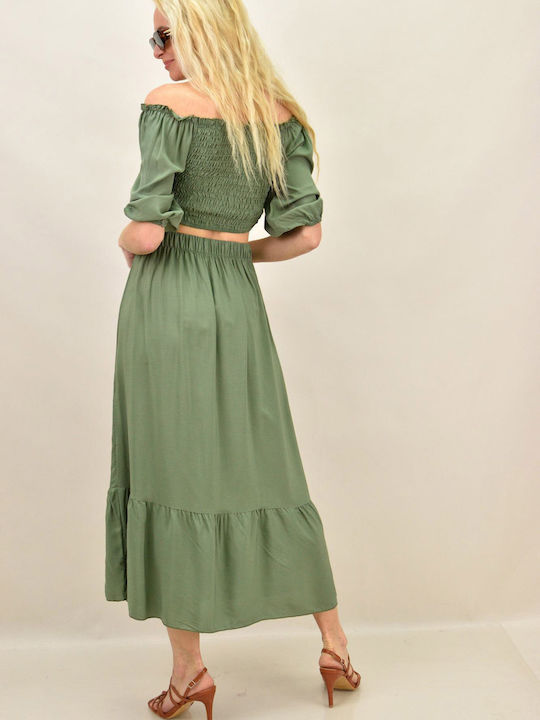 Set with Midi Skirt Green