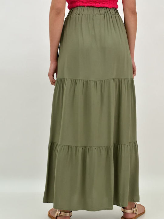 High-waisted Maxi Skirt Khaki