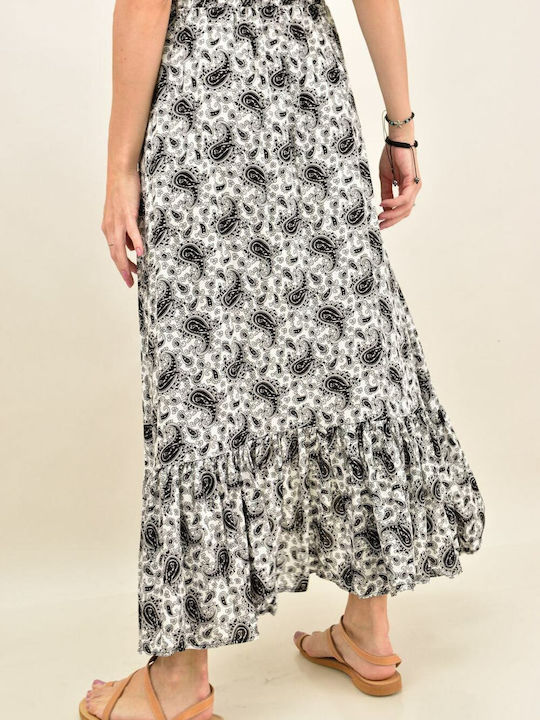 Potre High Waist Midi Skirt Floral in Black color