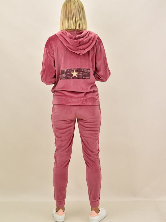 Potre Damen-Sweatpants-Set Rosa Samt