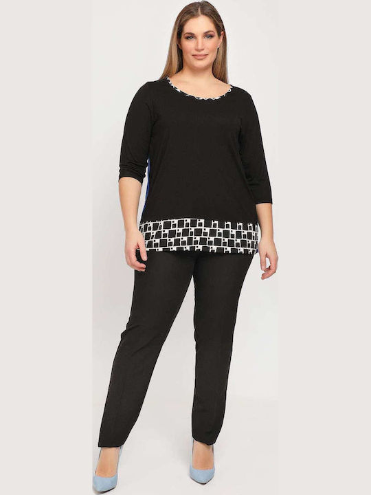Women's Blouse with 3/4 Sleeve Black