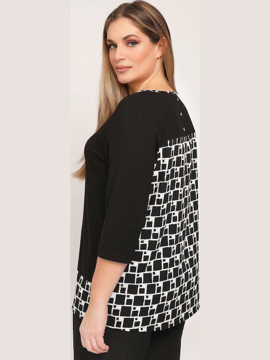 Women's Blouse with 3/4 Sleeve Black