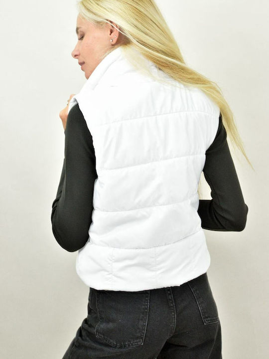 Potre Women's Short Puffer Jacket for Spring or Autumn White