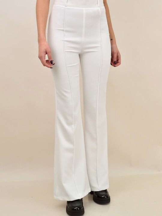 Dama Tesatura Pantaloni Evazați Alb