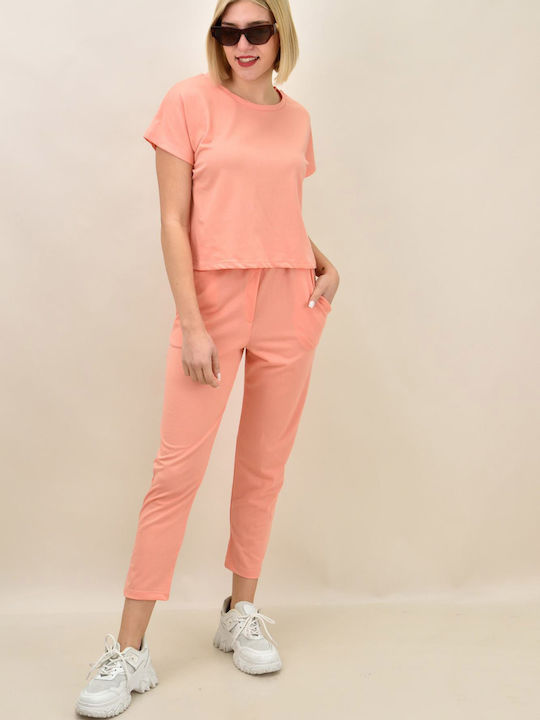 Potre Damen Orange Set mit Hose mit Gummizug