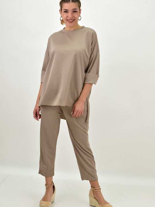Damen Beige Set mit Hose in Relaxed Passform 1251352010