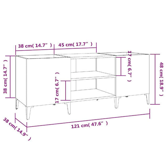 vidaXL Έπιπλο Hi-Fi Γκρι 38x121x48cm
