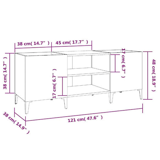 vidaXL Hi-Fi Möbel Weiß 38x121x48cm