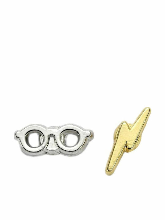 The Carat Shop Harry Potter Σετ Σκουλαρίκια Καρφωτά από Ασήμι Επιχρυσωμένα Καφέ