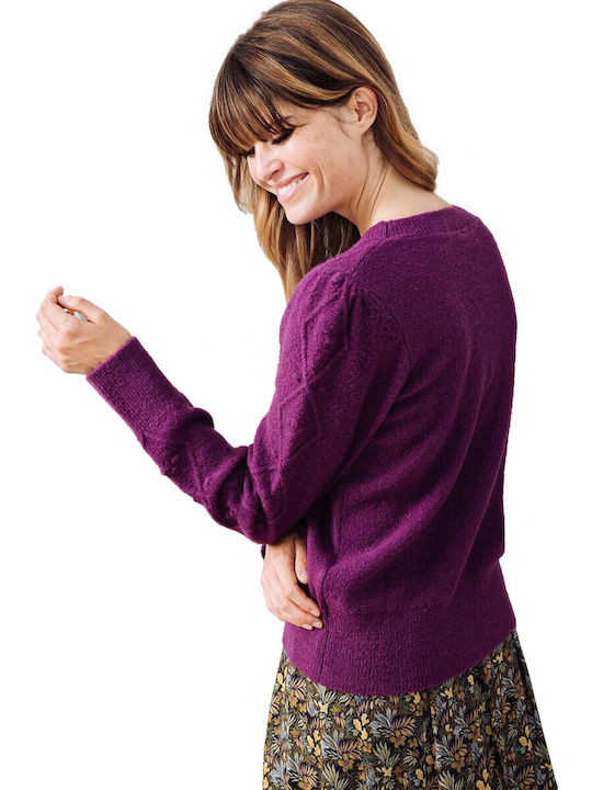 C'est Beau La Vie Women's Long Sleeve Sweater Purple