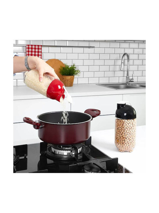 General Use Vase with Lid Plastic Red 1000ml 1 Piece