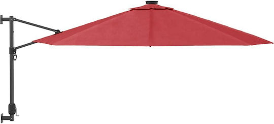Wall Mounted Circular Aluminum Parasol Red Diameter 2.9m