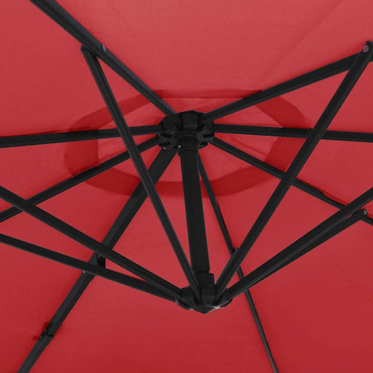 Umbrelă De Perete Rotundă Din Aluminiu Roșie Φ2.9m