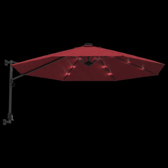 Wall Mounted Circular Aluminum Parasol Red Diameter 2.9m
