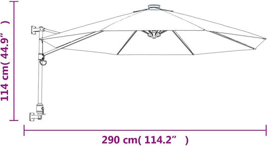 Wandmontierter Rundschreiben Aluminium Gartensonnenschirm Grün F2.9m