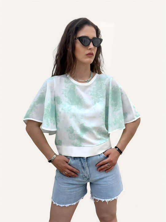 Women's Summer Blouse Short Sleeve Green