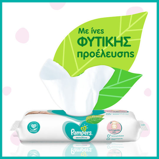 Pampers Sensitive Hypoallergenic Baby Wipes Fragrance Free Alcohol-Free And Parabens Free 2x52 Pieces
