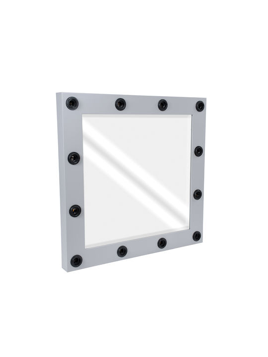 GloboStar Като Огледало за Стена с Сив Дърво Рамка & LED Осветление 80x80см 1бр