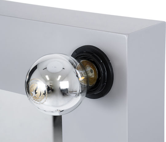 GloboStar Καθρέπτης Τοίχου με Γκρι Ξύλινο Πλαίσιο & LED Φωτισμό 80x80cm