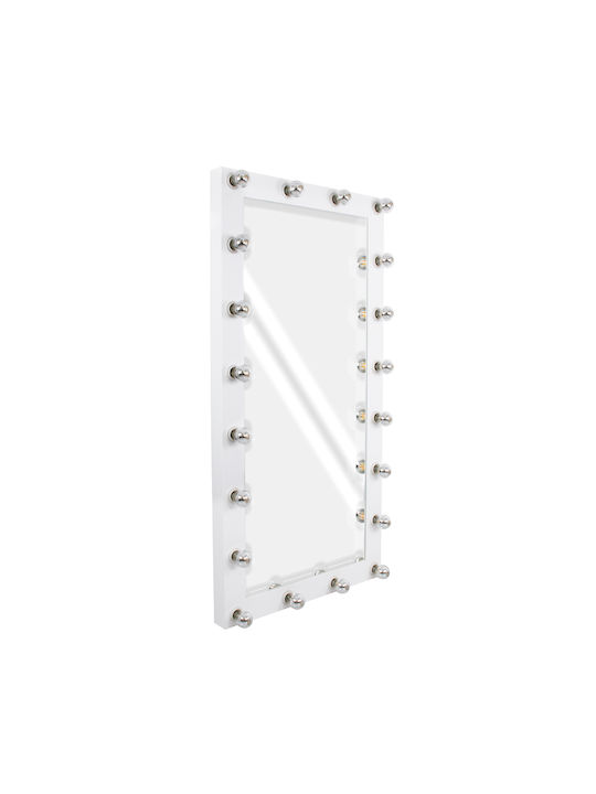 GloboStar Wandspiegel Ganzkörper mit Weiß Hölzernes Rahmen & LED Beleuchtung 160x80cm 1Stück