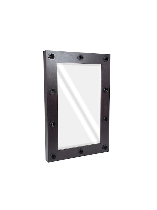GloboStar Като Огледало за Стена с Кафяв Дърво Рамка & LED Осветление 90x60см 1бр