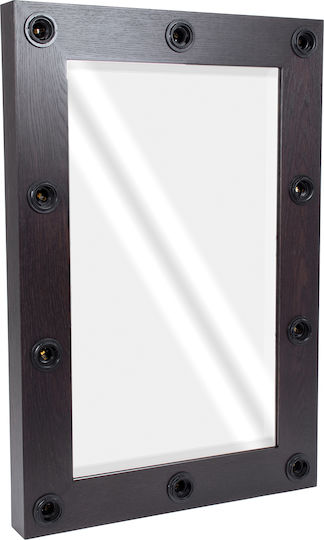 GloboStar Wall Mirror with Brown Wooden Frame & LED Lighting 90x60cm 1pcs