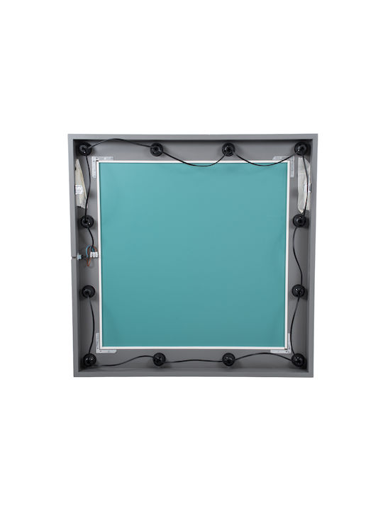 GloboStar Wall Mirror with Gray Wooden Frame & LED Lighting 80x80cm 1pcs