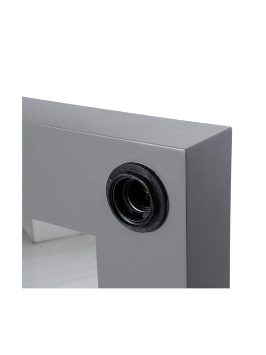 GloboStar Wall Mirror with Gray Wooden Frame & LED Lighting 80x80cm 1pcs