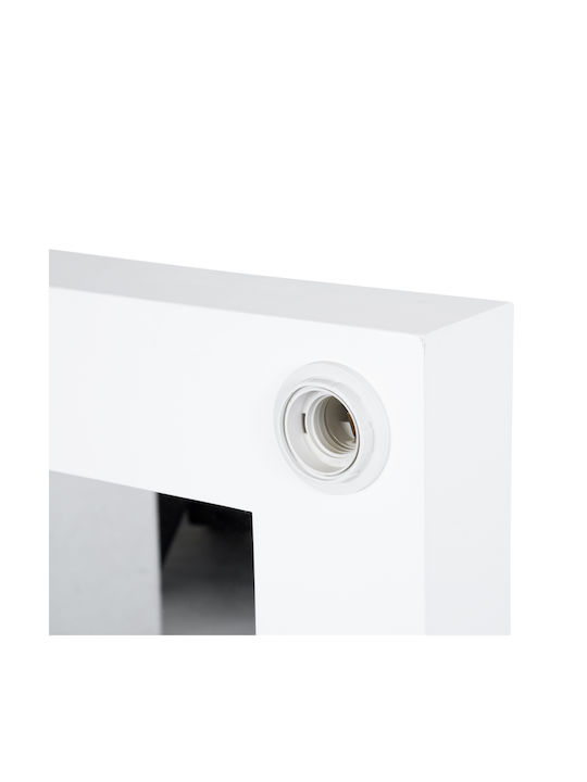 GloboStar Oglindă de Perete cu Alb Ramă din Lemn & Iluminare LED 80x80cm 1buc