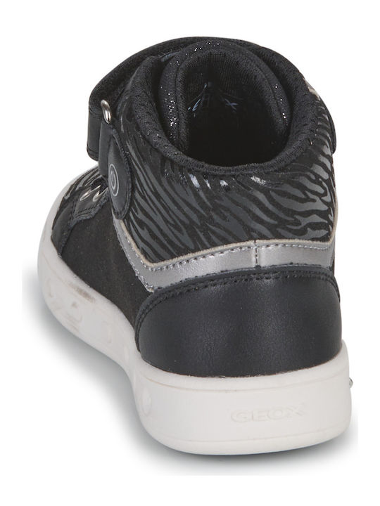 J SKYLIN Kids Sneakers High with Scratch & Lights Black