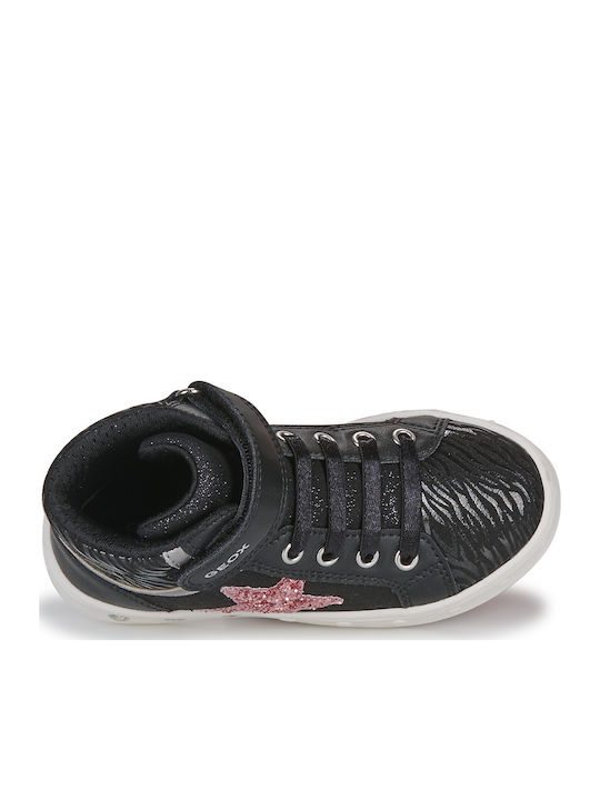 J SKYLIN Kids Sneakers High with Scratch & Lights Black