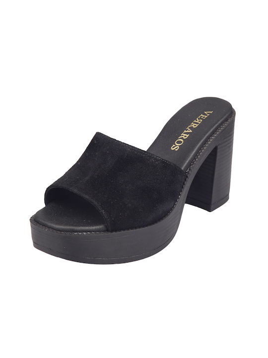 Verraros Chunky Heel Mules Black