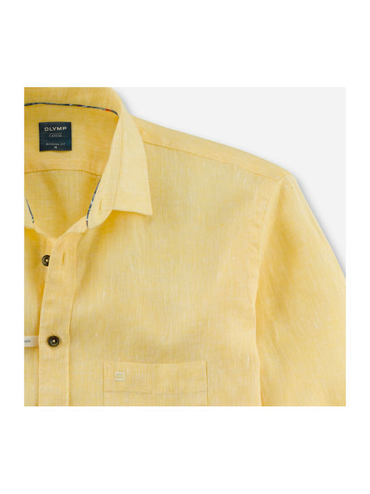 Olymp Men's Shirt Long Sleeve Linen Yellow