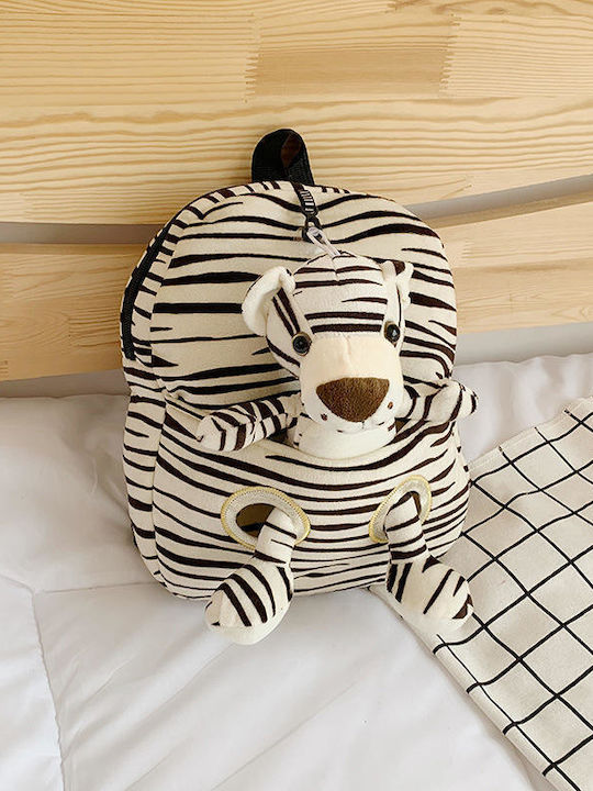 Queen Mother White Tiger School Backpack for Elementary White