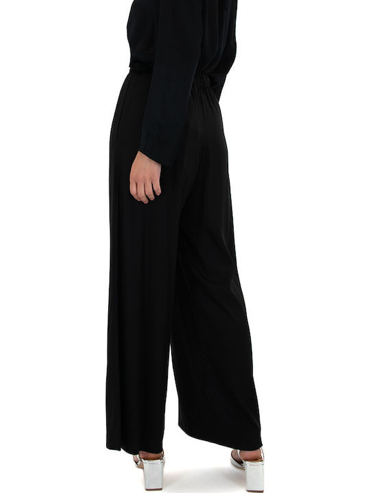 Damen Stoff Hose mit Gummizug Schwarz