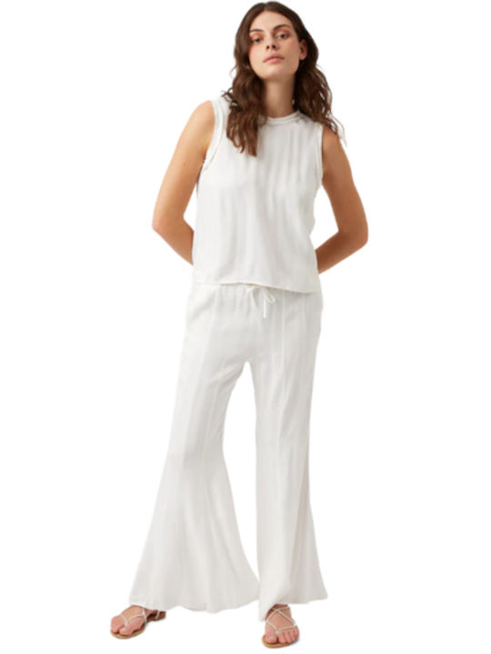 Traffic People Women's Fabric Trousers Flare White