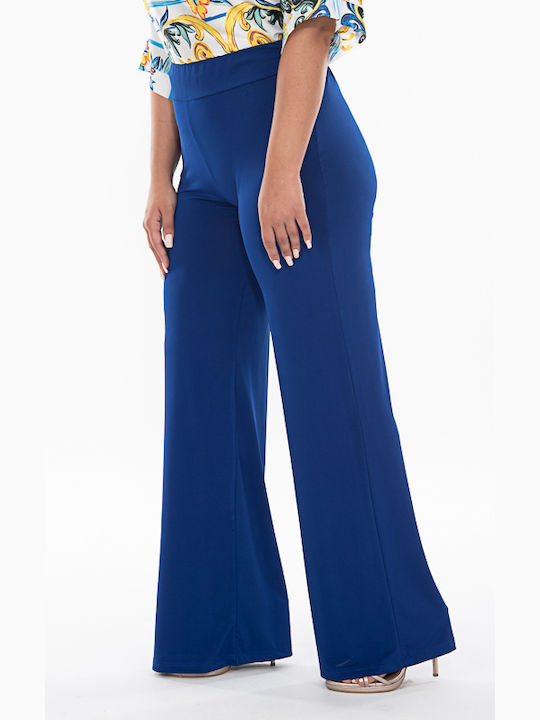 Rodonna Women's Fabric Trousers with Elastic Blue