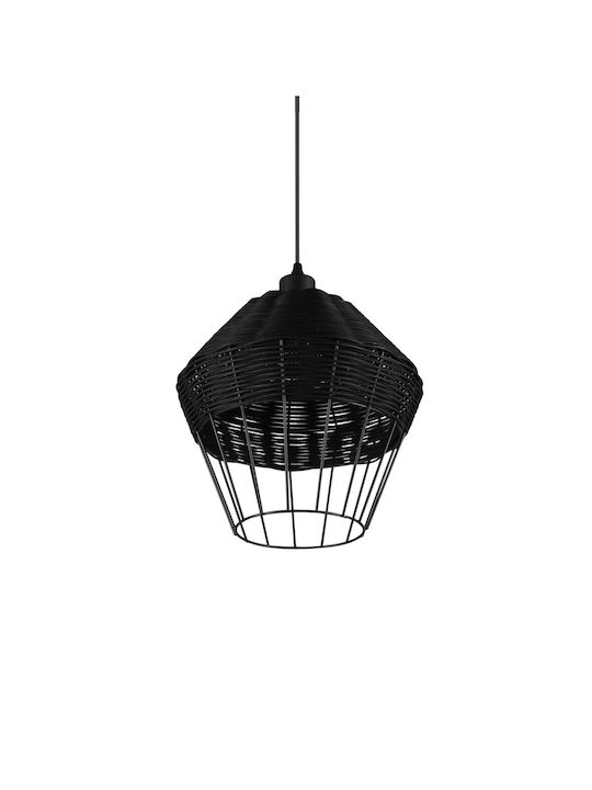 Trio Lighting Borka Pendant Light Single-Light Grid for Socket E27 Black