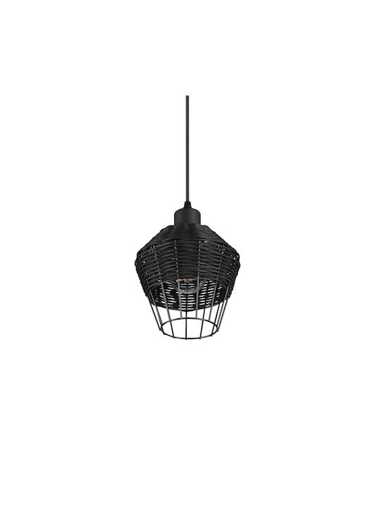 Trio Lighting Borka Pendant Light Single-Light Grid for Socket E27 Black