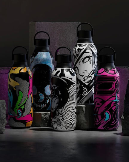 Chilly's Series 2 Studio Thermos Bottle Stainless Steel BPA Free 500ml Nine Lives