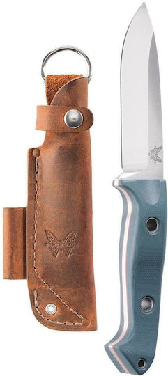Benchmade Bushcrafter Survival Pocket Knife Blue with Leather Sheath