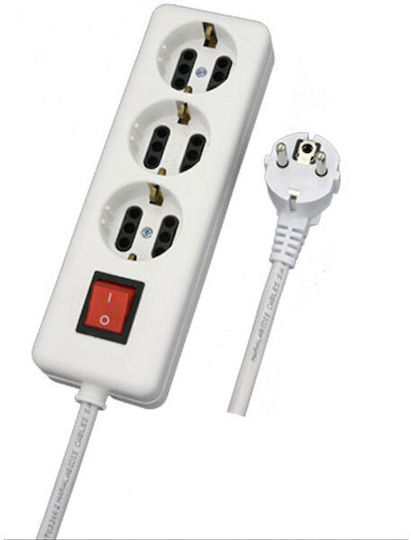 CHaralampidis Power Strip 3 Positions with Switch and Cable 3m