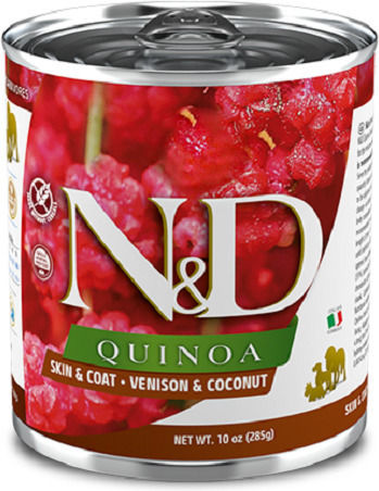 Farmina Quinoa Skin & Coat Υγρή Τροφή Σκύλων σε Κονσέρβα με Ελάφι χωρίς Σιτηρά 6x285gr