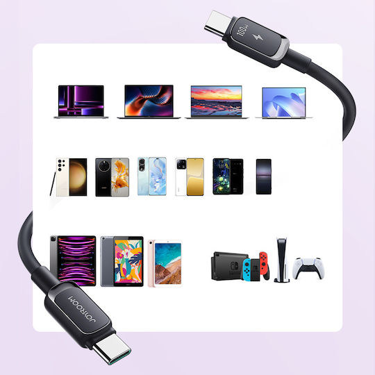 Joyroom S-CC100A14 USB 2.0 USB-C Male To USB-C 100W PD Cable Black 1.2m