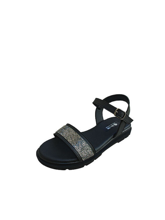 Blondie Leather Women's Flat Sandals Anatomic in Black Color