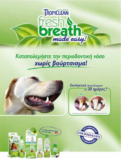 Tropiclean Fresh Breath Oral Care Kit Large Zahnpflege Set Hund gegen Mundgeruch für Große Rassen mit Geschmack Minze 59ml